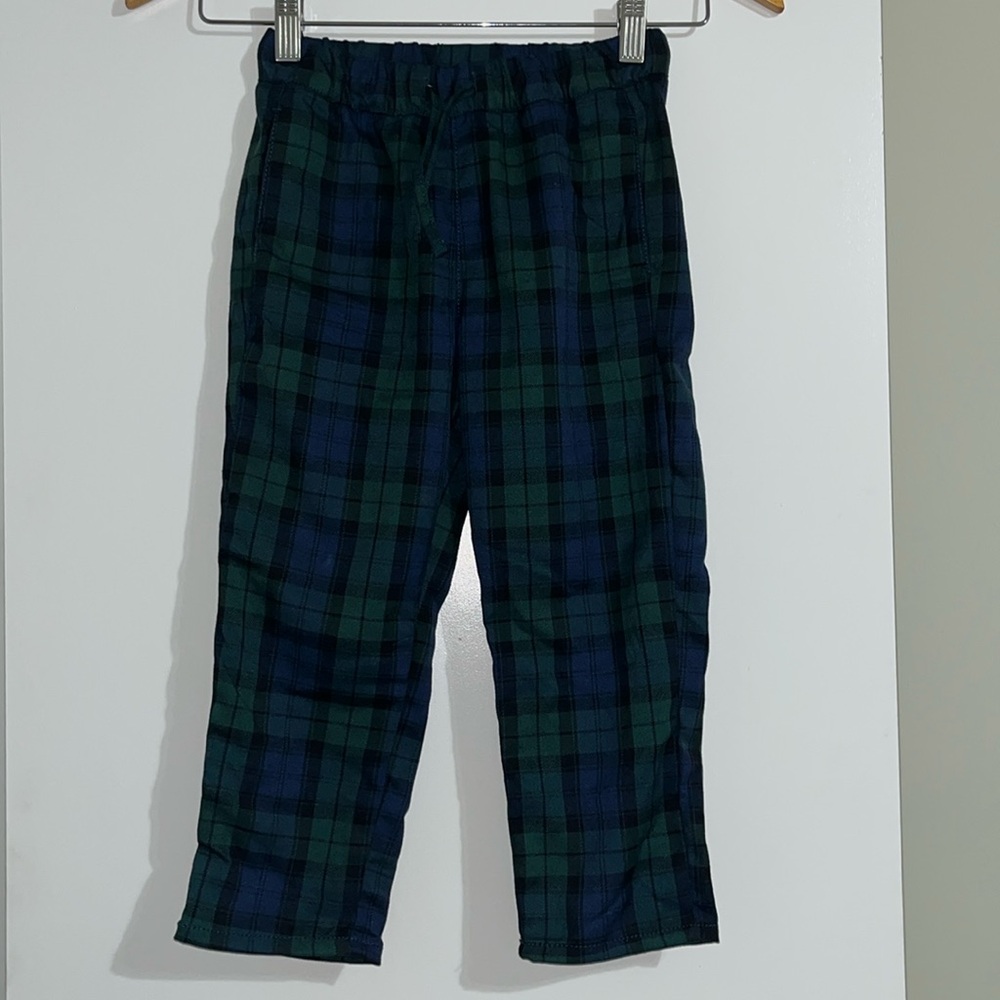H&M Boys US 4T CA 3-4A Plaid Green/Blue Pants w Pockets x 2 front 1 back NWT $26